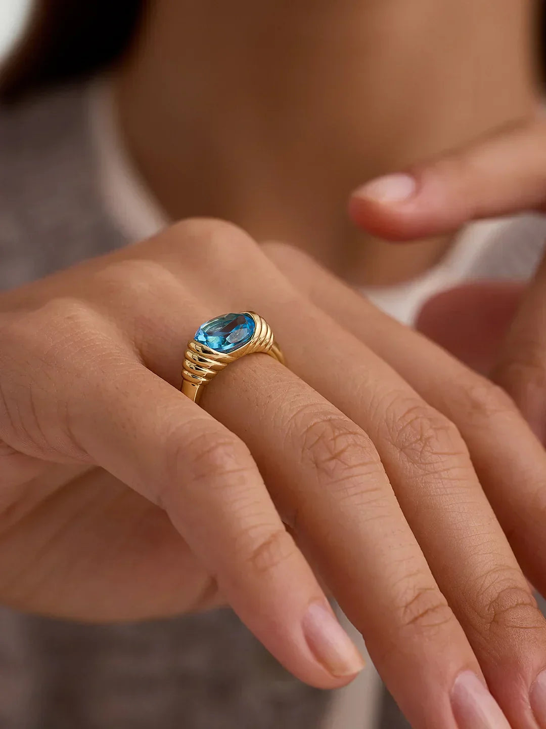 Blue Topaz Statement Ring