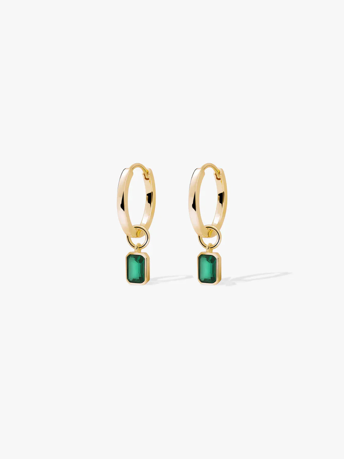 Emerald Charm Hoops