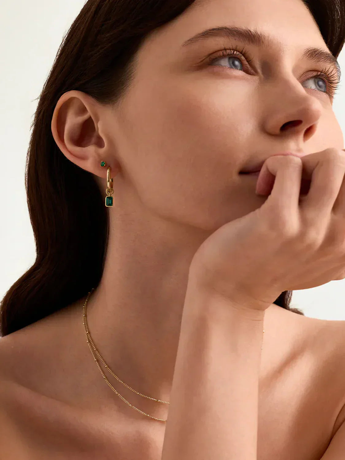 Emerald Charm Hoops