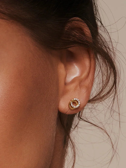 Pave Double Circle Studs