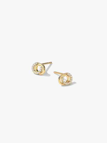 Pave Double Circle Studs