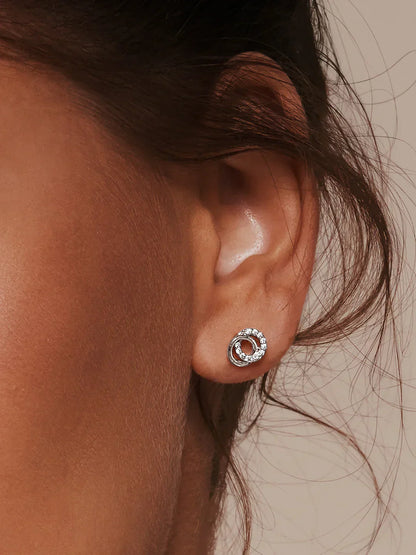 Pave Double Circle Studs