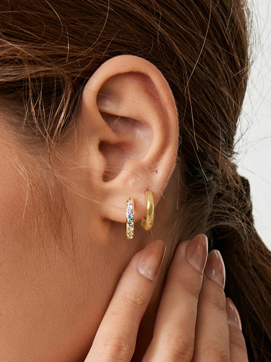 Rainbow Crystal Hoops