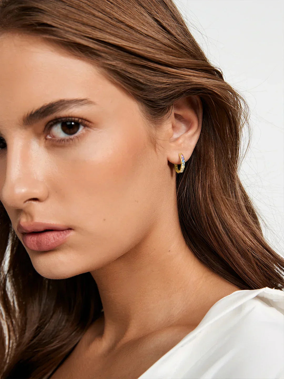 Rainbow Crystal Hoops