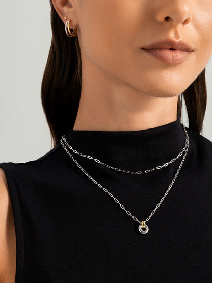 Mixed Linked Circle Necklace