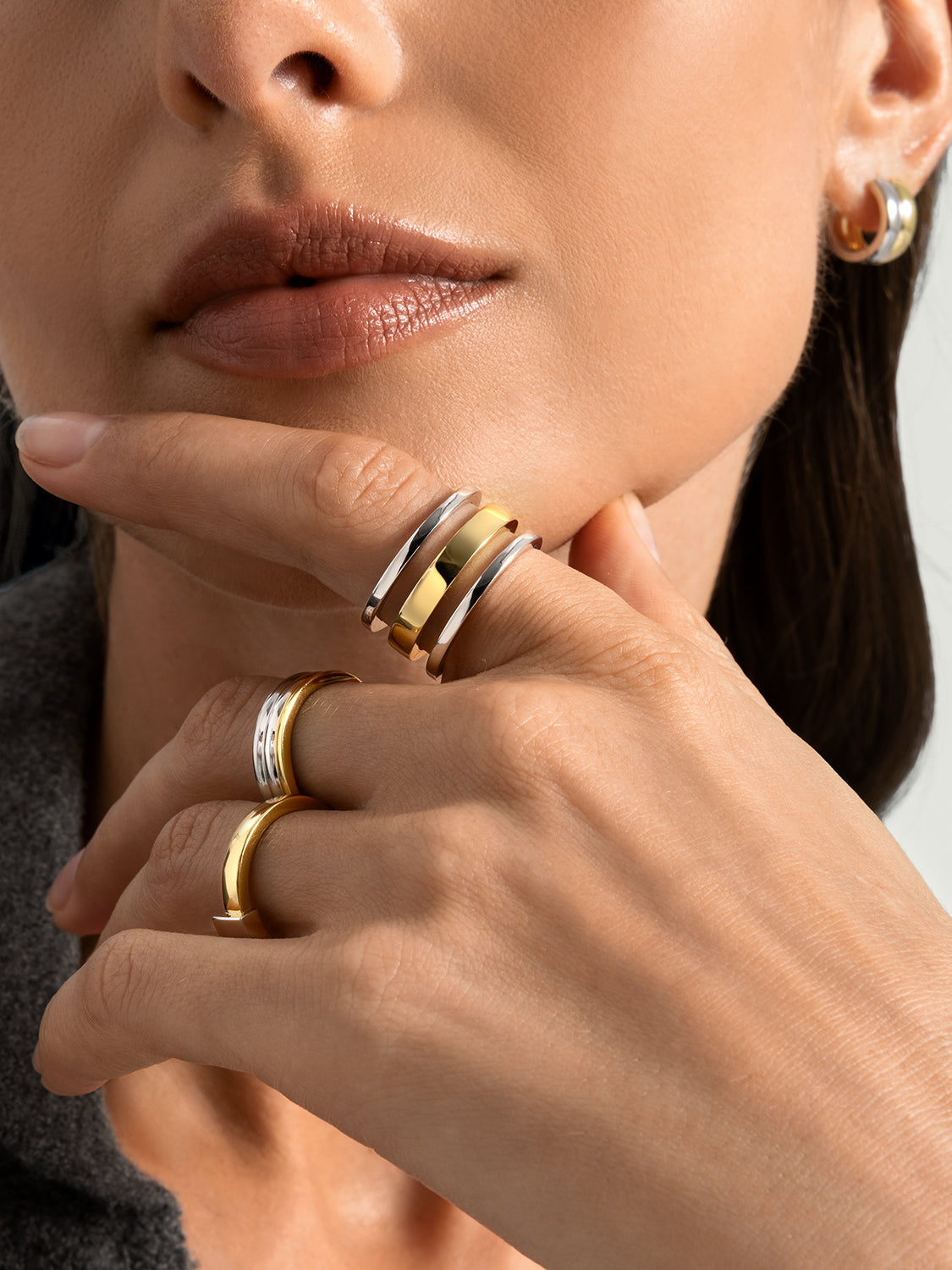 Mixed Bold Triple Ring