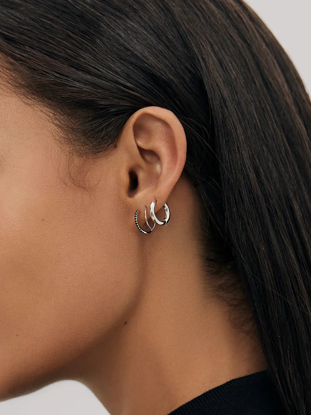 Half Pave Double Hoops