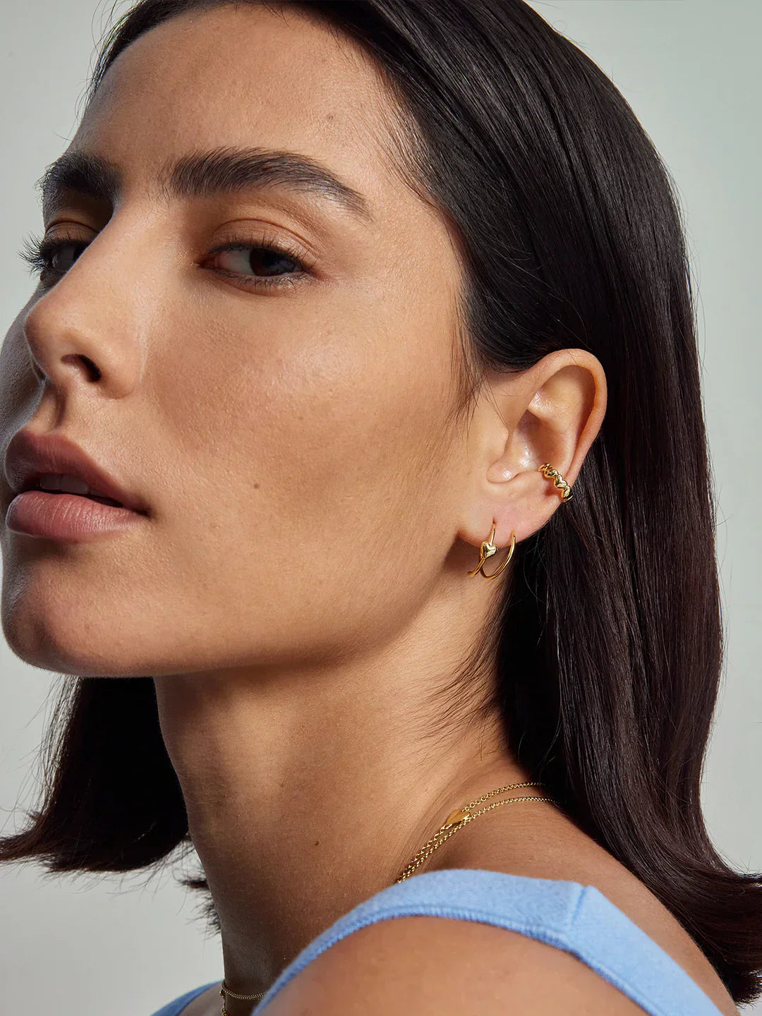 Heart Double Hoops