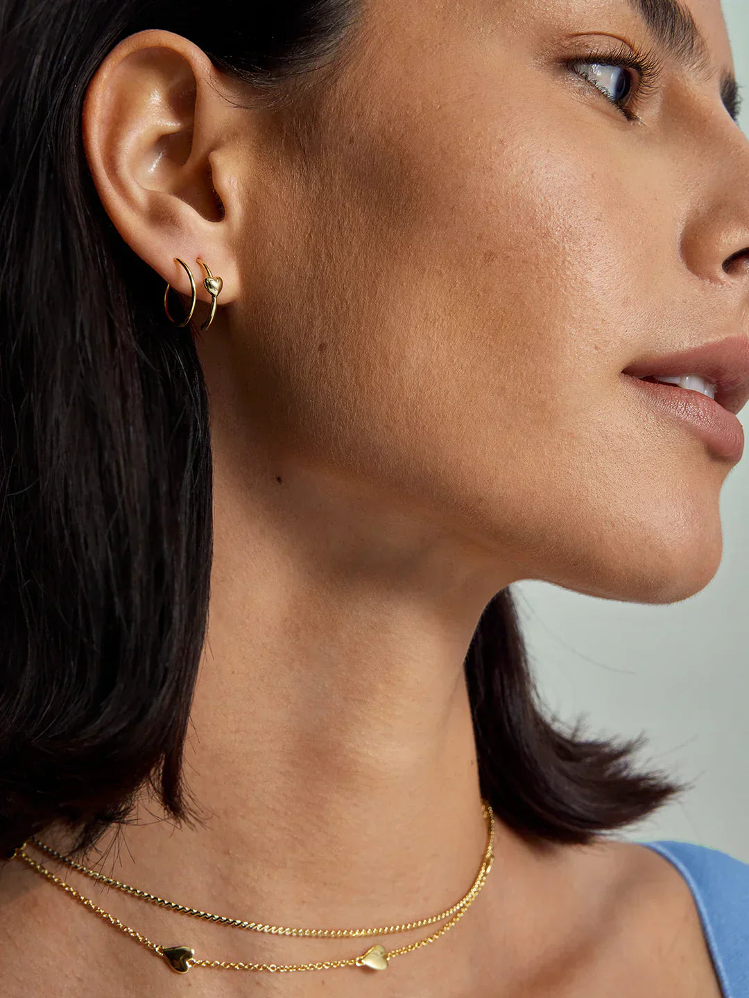 Heart Double Hoops