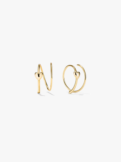 Heart Double Hoops