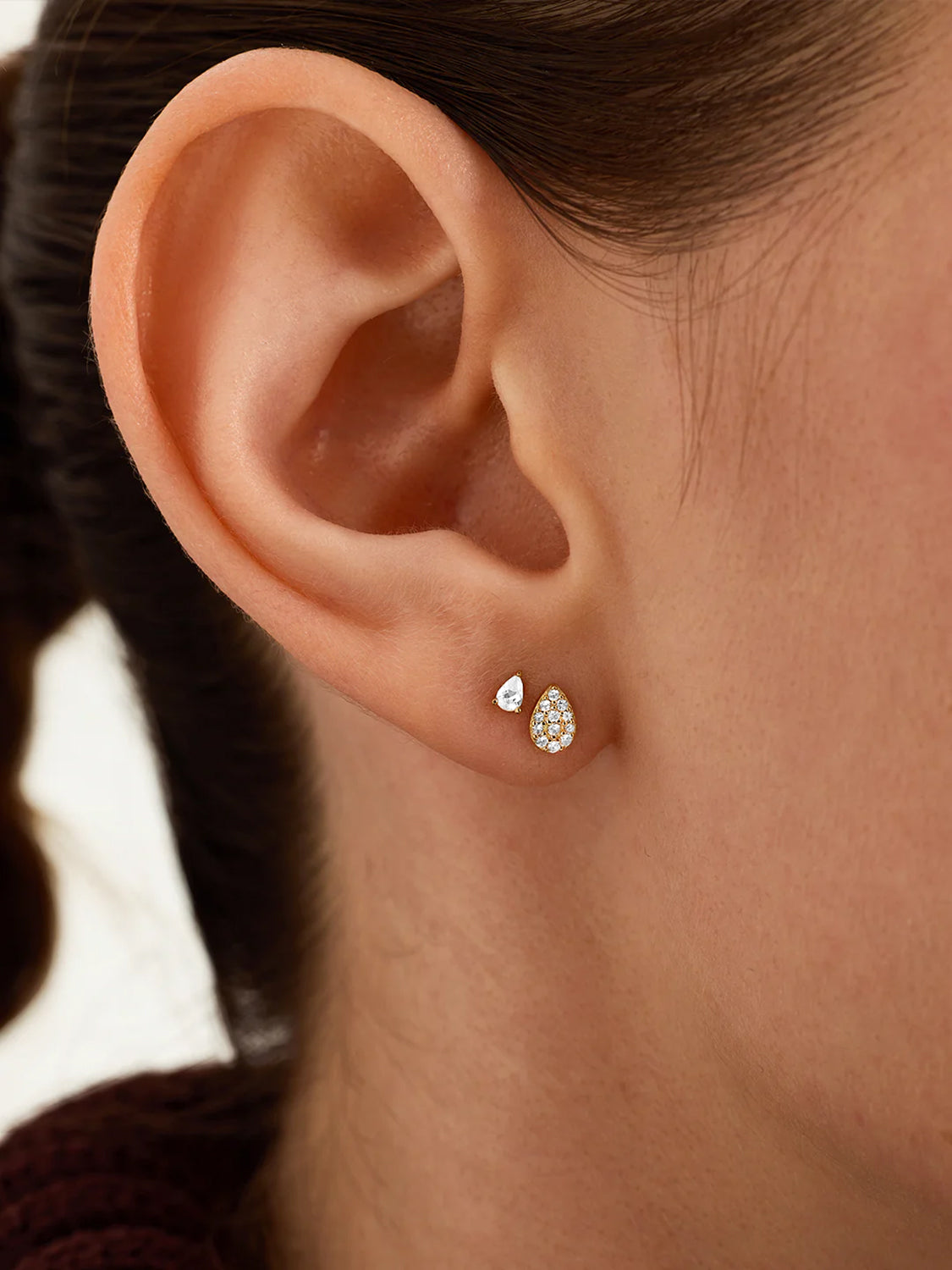 Pave Pear Studs