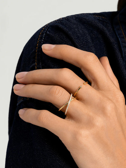 Pave Cross X Ring