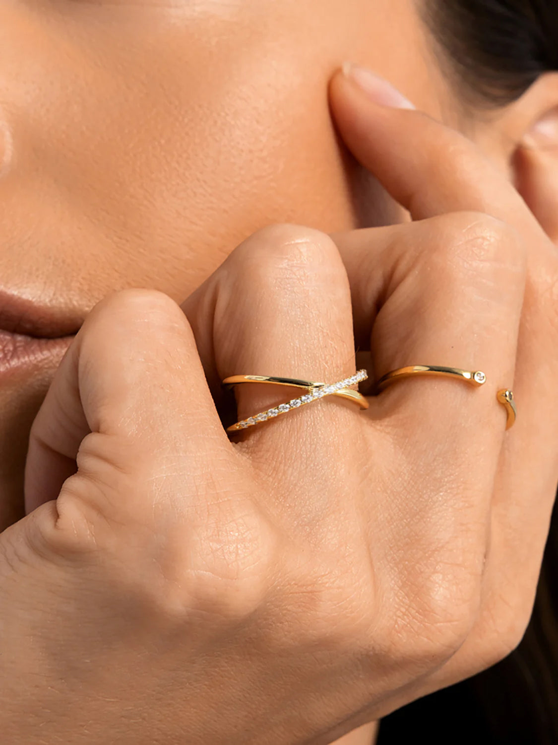 Pave Cross X Ring