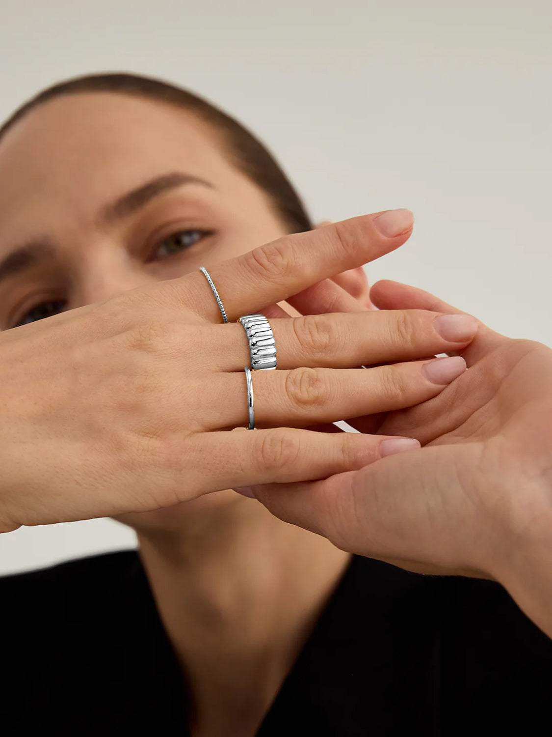 Silver Beaded Ring