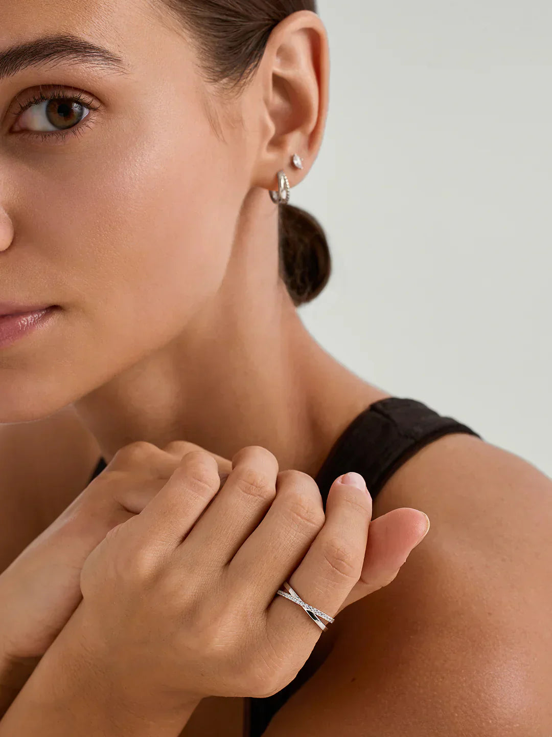 Pave Crossover Ring