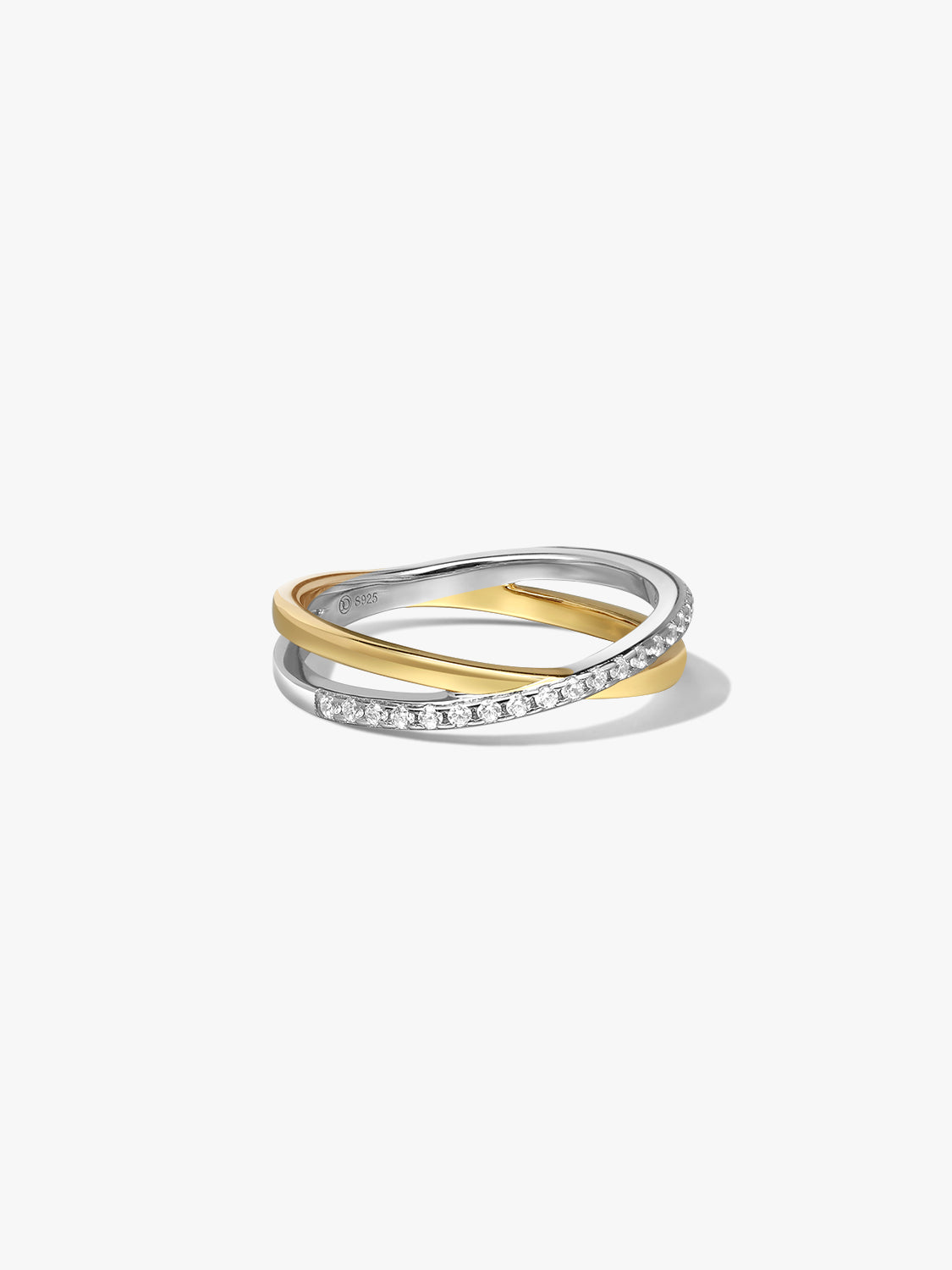 Mixed Pave Crossover Ring