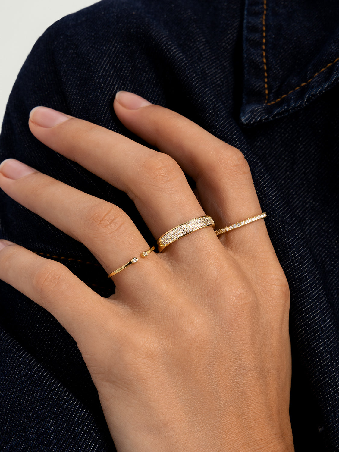 Pave Crystal Bold Stacker Ring
